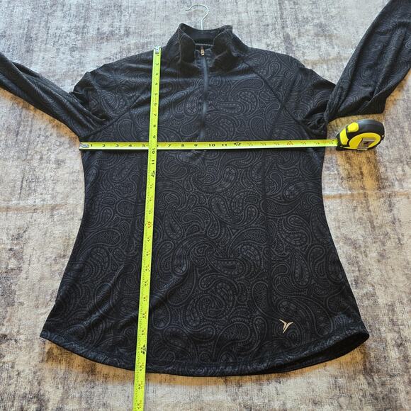 Old Navy Pullover Womens Medium Black Boho Paisley Print Half Zip Track Running - Picture 4 of 13